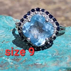 Sterling silver Monica Vinader topaz diamonds ring size 9